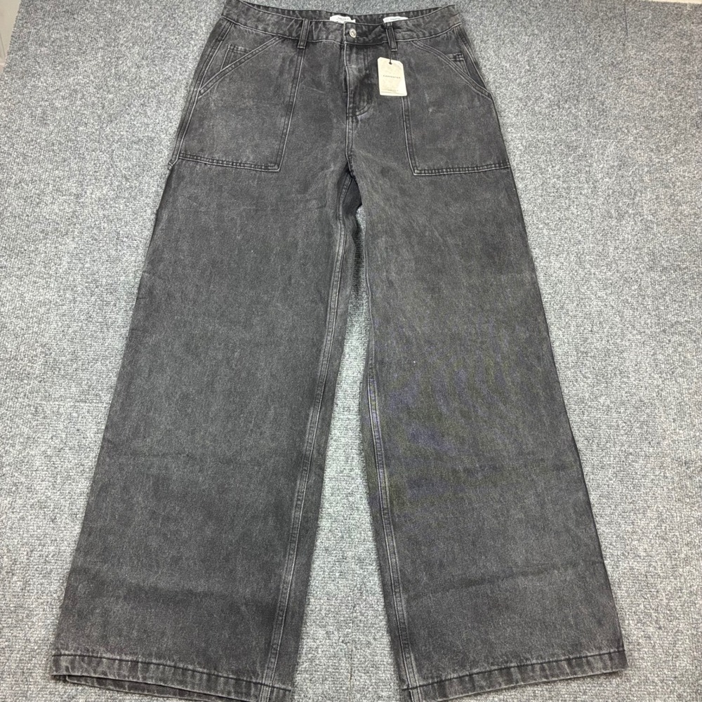 Forever 21 Premium Carpenter Super Wide Leg Jeans Men's 30x31 Black Skater NWT